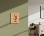 MDF DIY  wall art with a design of a person holding a plant on a green wall.