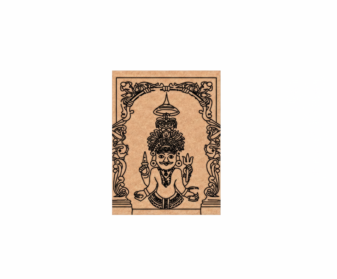 MDF DIY wall art with a black and white illustration of a seated figure on a beige background