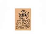 MDF DIY wall art  with a black line drawing of a traditional figure on a white background.