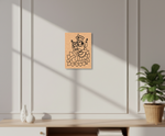 Decorative MDF DIY wall art of a dancing figure on a wooden panel in a minimalistic room.