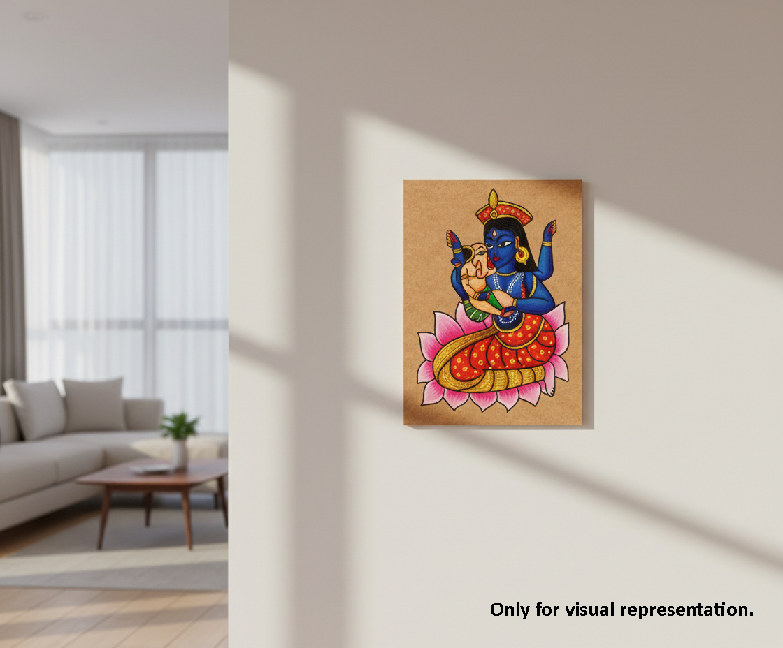 MDF DIY Framed artwork of a deity on a wall in a living room setting