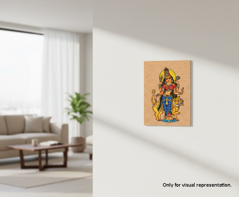 MDF DIY Colorful artwork of a deity on a beige background in a living room setting.