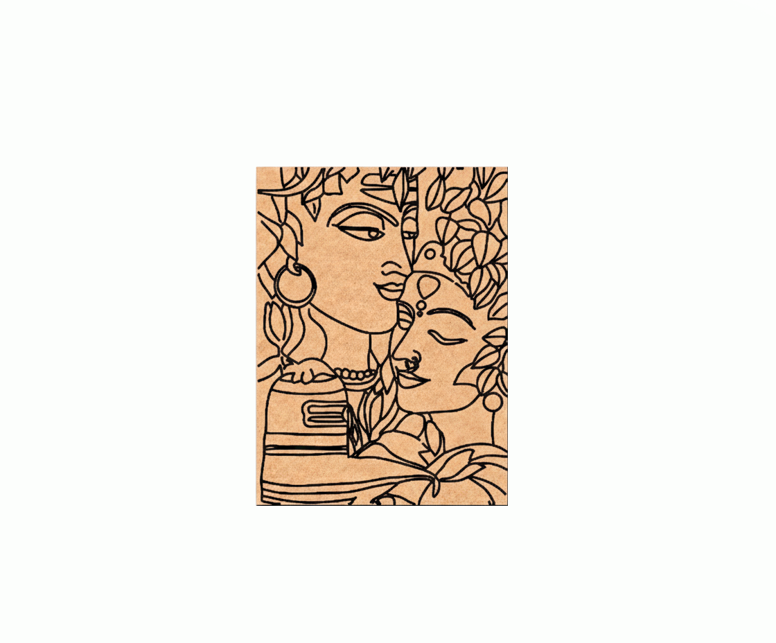  MDF DIY wall art with a design of two faces and floral elements on a white background
