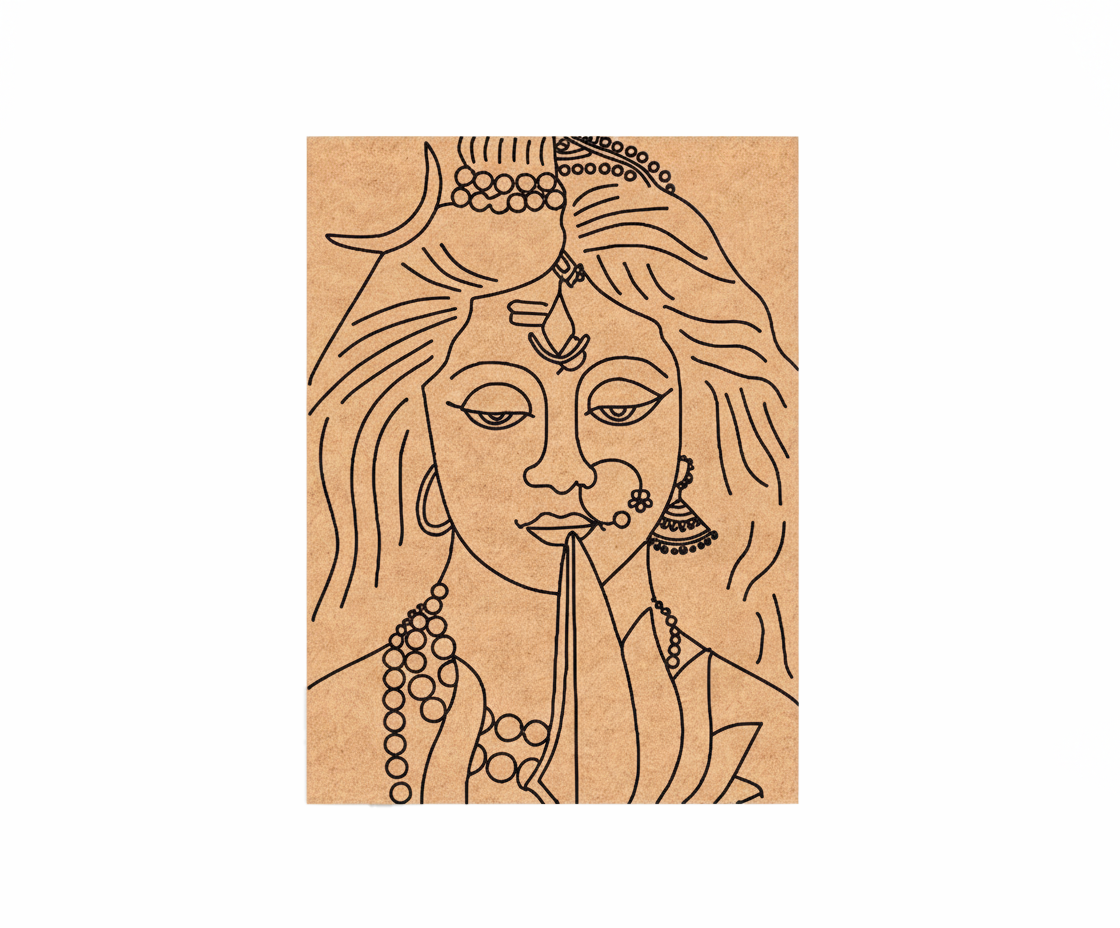 MDF DIY wall art with a stylized face design on a white background