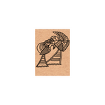 MDF DIY wall art  with a black line drawing of a character on a brown background