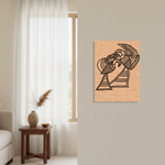 MDF DIY Wall art of an birds with a headdress on a beige wall.