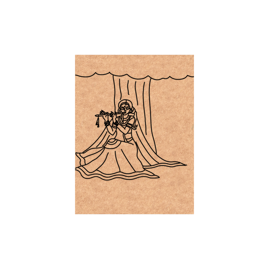 MDF DIY wall art of a person in a long garment with a tree with a white background