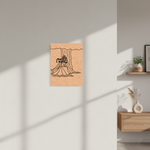 MDF DIY  wall art with a design of a woman in a dress on a light gray wall.