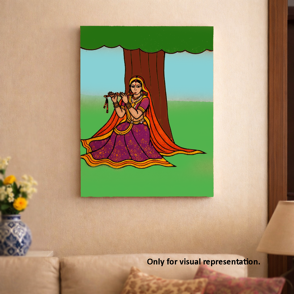 MDF DIY wall art of a colorful depiction of a figure in traditional attire on a wall.