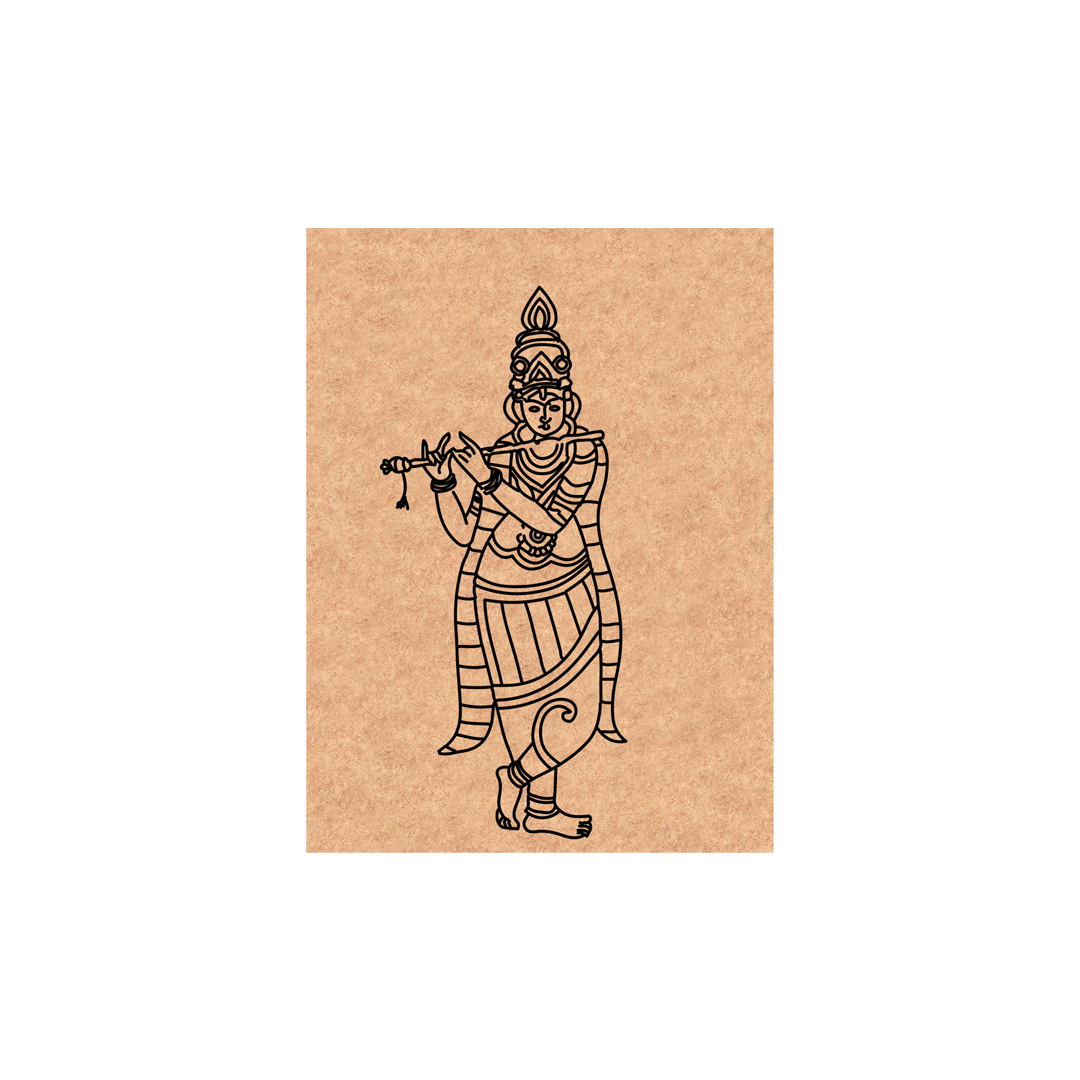 MDF DIY wall art  of a deity on a brown board with a white background