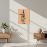 MDF DIY  wall art with a design of a person holding a flute  in a minimalistic room.