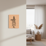 MDF DIY wall art of a traditional figure on a wall in a living room.