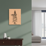 MDF DIY wall art  of a stylized figure on a wall in a living room setting