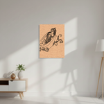 MDF DIY Canvas print of a couple design on a white wall with a lamp and cabinet in the background.