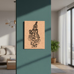 MDF DIY Canvas print of a traditional figure on a teal wall in a modern living room.