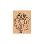 MDF DIY wall art  of three people on a horse on a brown card