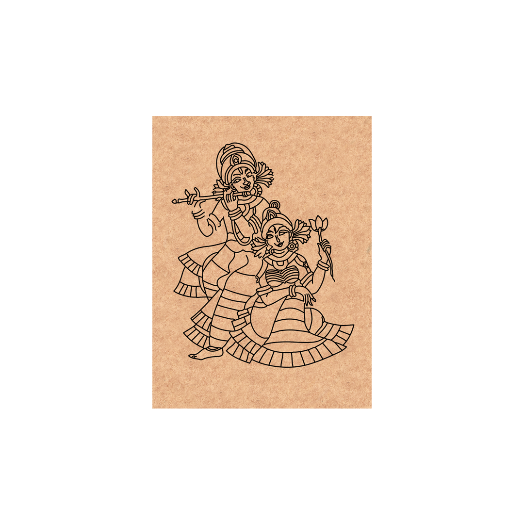 MDF DIY wall art of two characters on a board with a white background