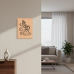 MDF DIY wall art of a couple on a beige wall in a living room.