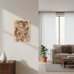 MDF DIY  wall art with abstract design in a living room setting