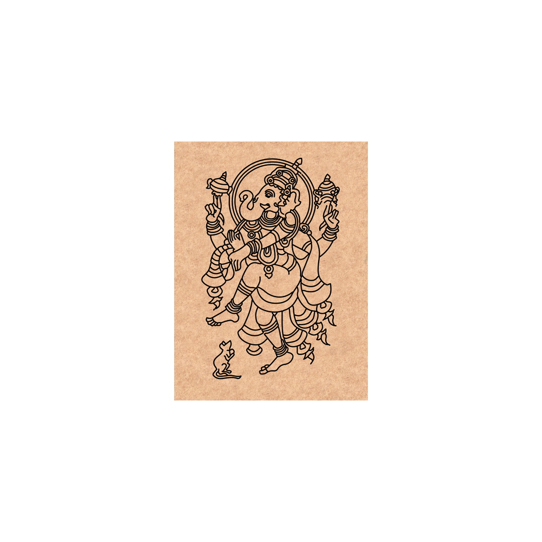 MDF DIY wall art  of a deity on a brown card with a white background