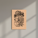 Decorative MDF DIY wall art with intricate black design on a beige background