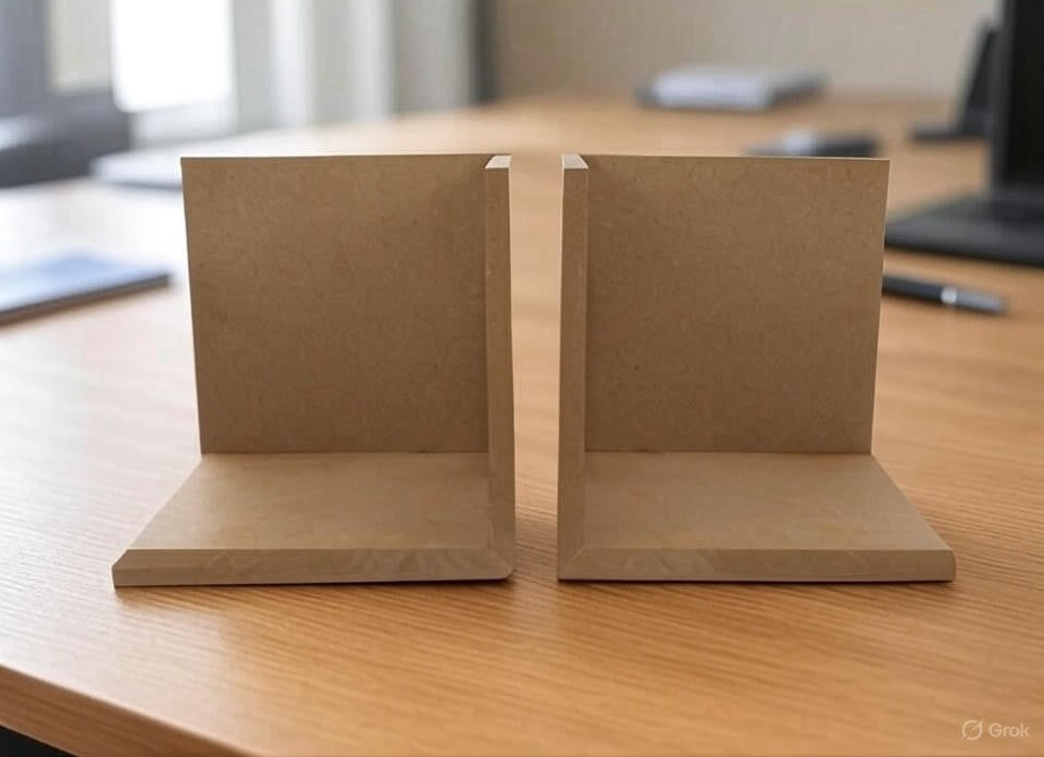 Pair of minimalist MDF bookends  L-shaped book holders for home, office, and study desk organization