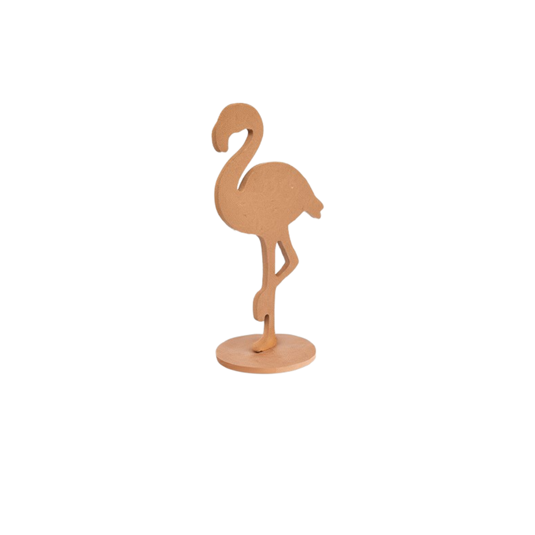 MDF flamingo decoration on a white background