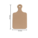 MDF chopping board on white background with dimensions.