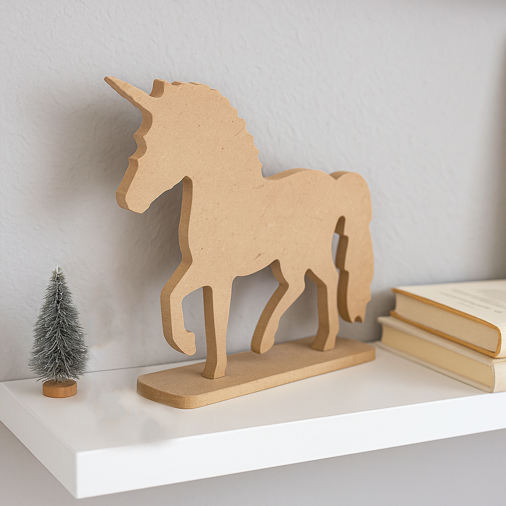 MDF unicorn sculpture on a sturdy base – decorative showpiece for kids’ room décor