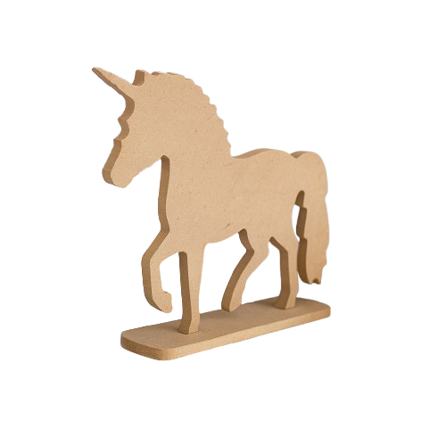 MDF unicorn figurine on a white background