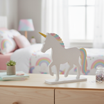 Bright floral painted MDF birdhouse in garden