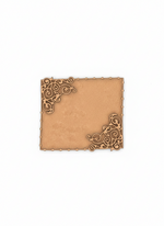 Decorative photo frame with intricate gold corner designs on a white background