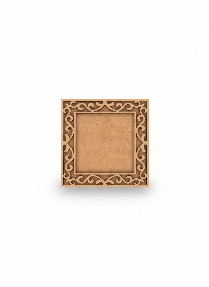 Decorative MDF picture frame on a white background