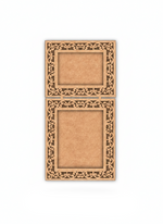Two mdf photo frames with decorative cut-out patterns on a white background