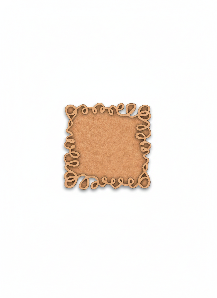 Decorative mdf photo  frame with intricate carvings on a white background
