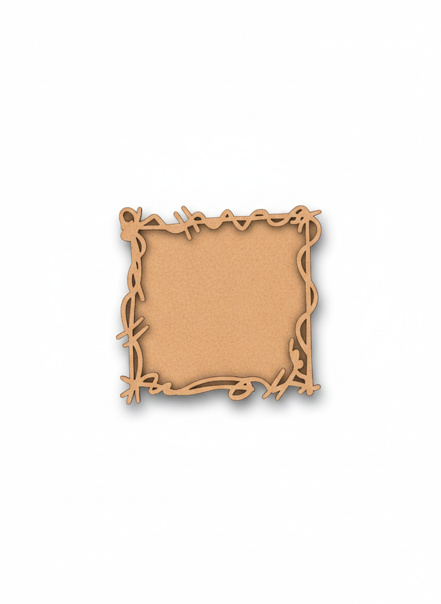 Decorative MDF frame on a white background
