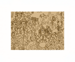 Decorative  MDF DIY wall art with intricate patterns and figures on a beige background