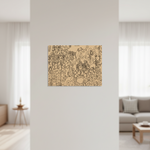 Abstract  MDF DIY  wall art on a white wall in a modern living room