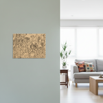  MDF DIY wall art with abstract design on a gray wall in a living room.
