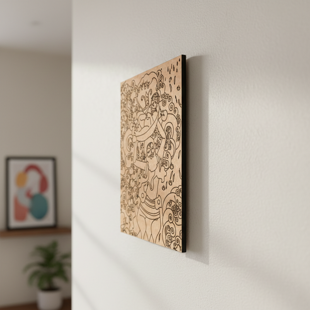  MDF DIY  wall art with intricate design on a white wall