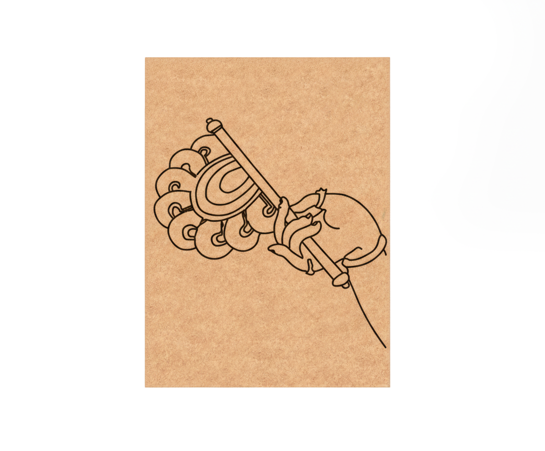  MDF DIY wall art  of a hand holding a sword on a brown background