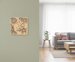 Decorative  MDF DIY wall art of an elephant with leaves in a living room setting.