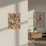 Abstract  MDF DIY artwork on a wall in a modern interior setting