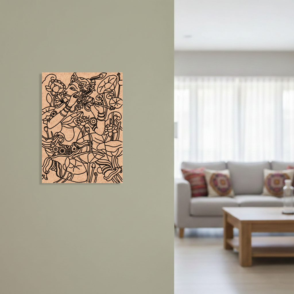  MDF DIY wall art on a wall in a living room setting