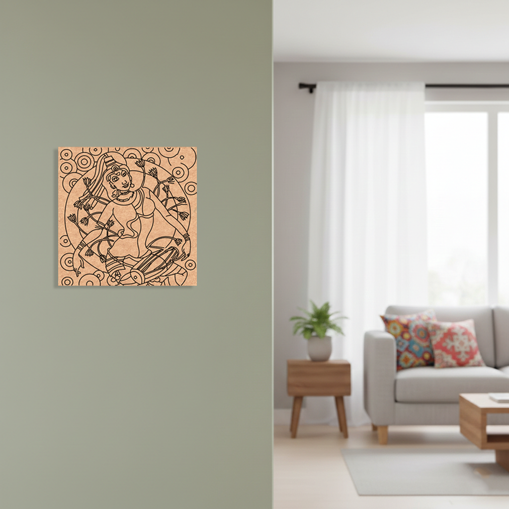 Decorative  MDF DIY wall art on a green wall in a living room.