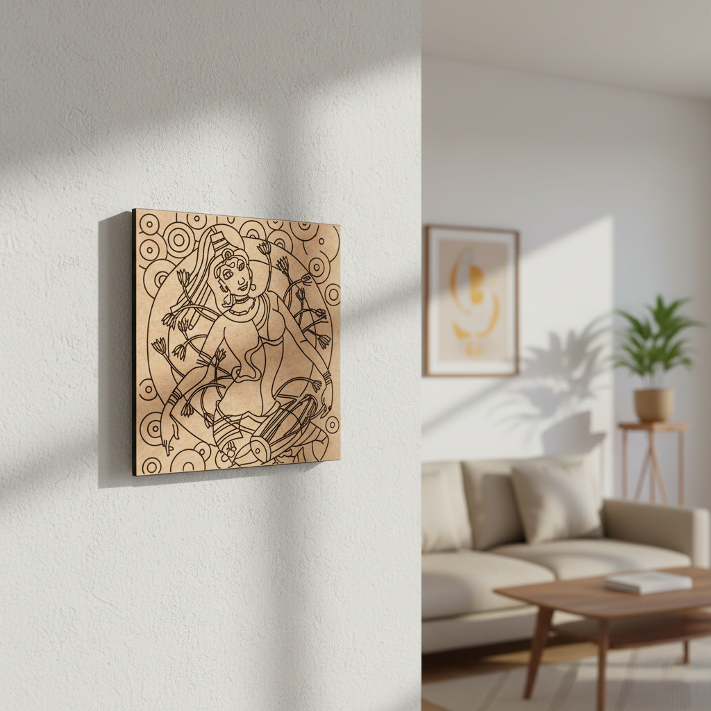  MDF DIY  wall art with a decorative design in a living room setting