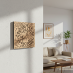  MDF DIY  wall art with a decorative design in a living room setting
