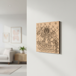  MDF DIY  wall art with intricate design on a white wall in a living room setting