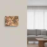  MDF DIY  wall art with nature design on a light gray wall above a sofa.