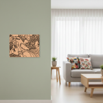 Decorative  MDF DIY wall art on a light green wall in a living room.
